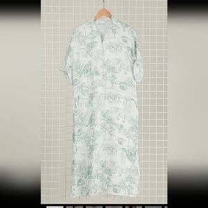 NWT green toile linen shirt dress size 12-16